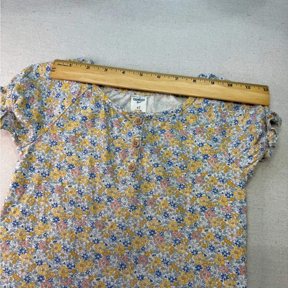 Oshkosh Girls Floral Top - Yellow and Blue - Size 4T